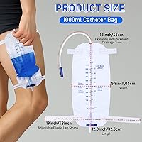 Vista 6 de 10 Pack 1000ml Sterile Leg Urinary Drainage Bags with 2 Adjustable Elastic Straps, Professional Urine Leg Bag with Anti-Reflux Valve for Men and