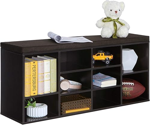 Miniatura 63 de VASAGLE - ULHS15BX Banco para guardar zapatos, con cojín y 15 compartimentos, mueble para almacenar calzado que soporta hasta 440 libras, para el