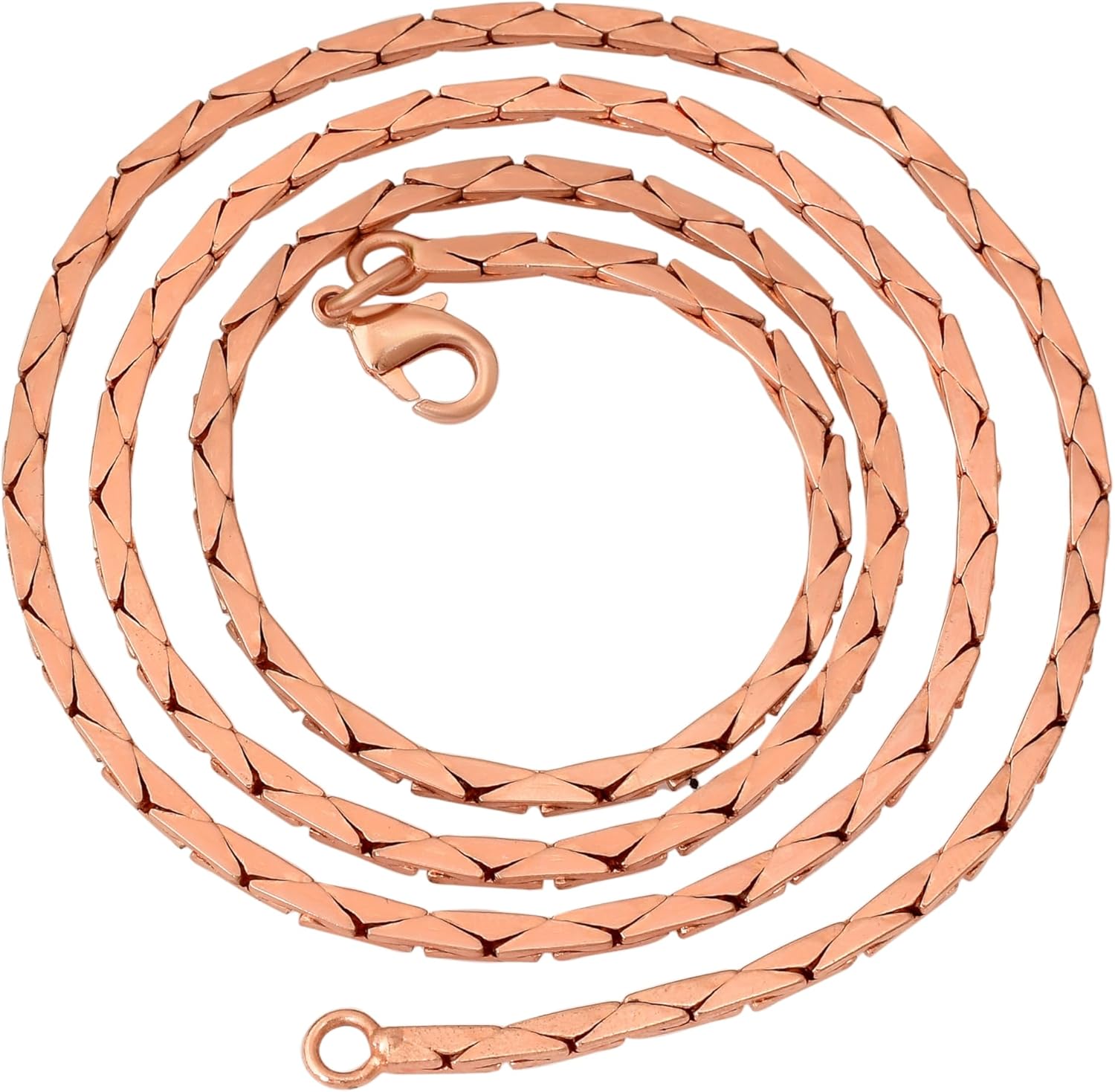 Pure Copper Cuban Chain Necklace for Men & Women | Rose Gold Tone Handmade Jewelry | Wellness & Healing Benefits | Gift for Him or Her on Christmas, Valentine’s Day & Birthdays