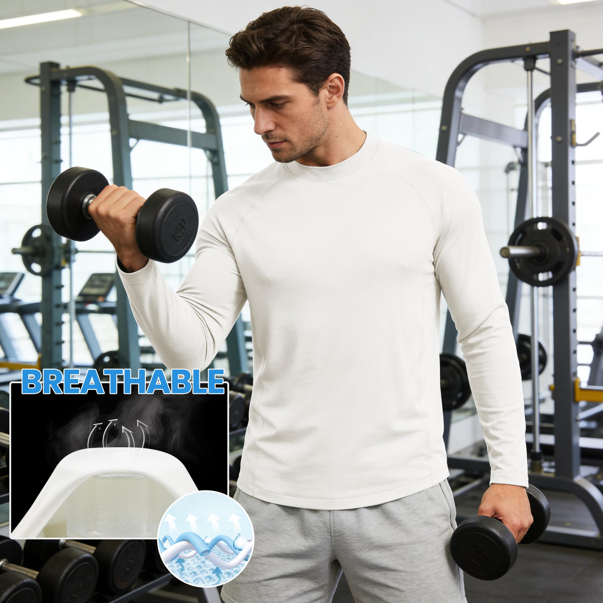 MEETWEE Maglietta Uomo ManicaLunga Sportiva,Asciugatura Rapida T-Shirt per Palestra,Corsa e Allenamento 1/2 Pack