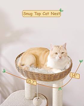 gato♡ Amazon.com : Yaheetech 36in PE Rattan Cat Tree with Big