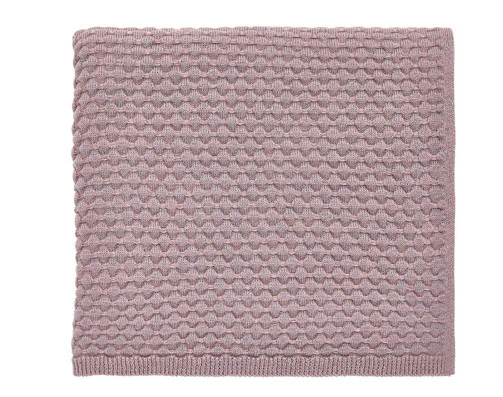 Peacock Blue Hotel Real Knit Throw Dusky Pink, 130 x 150 cm