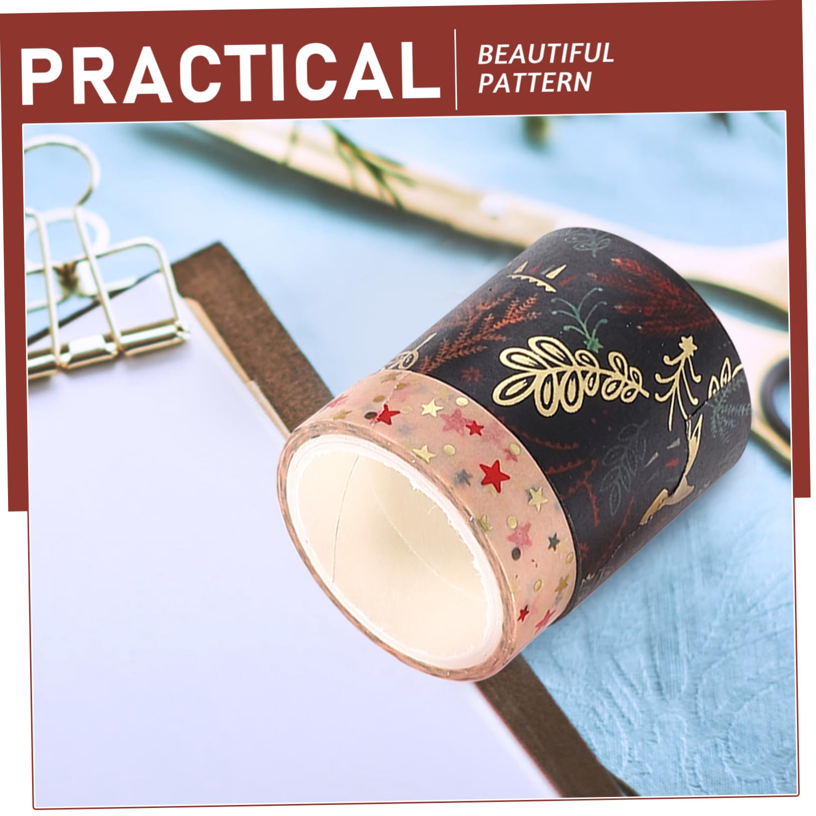 VILLCASE 5sets Cinta Papel Pegatinas Adhesivo Tiras Temático Scrapbooking Washi Tapes Washi -tape Giftcrad Decoración Pegatina Con Motivos Navideños Etiqueta Engomada Del Washi 8 Rolls*5