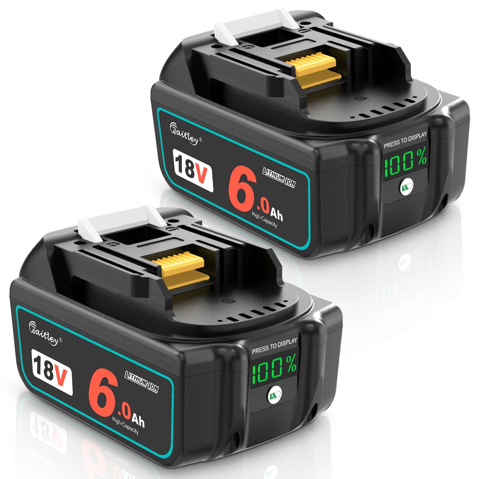 waitley 2Pack 18V 6.0Ah Replacement Battery Compatible with Makita