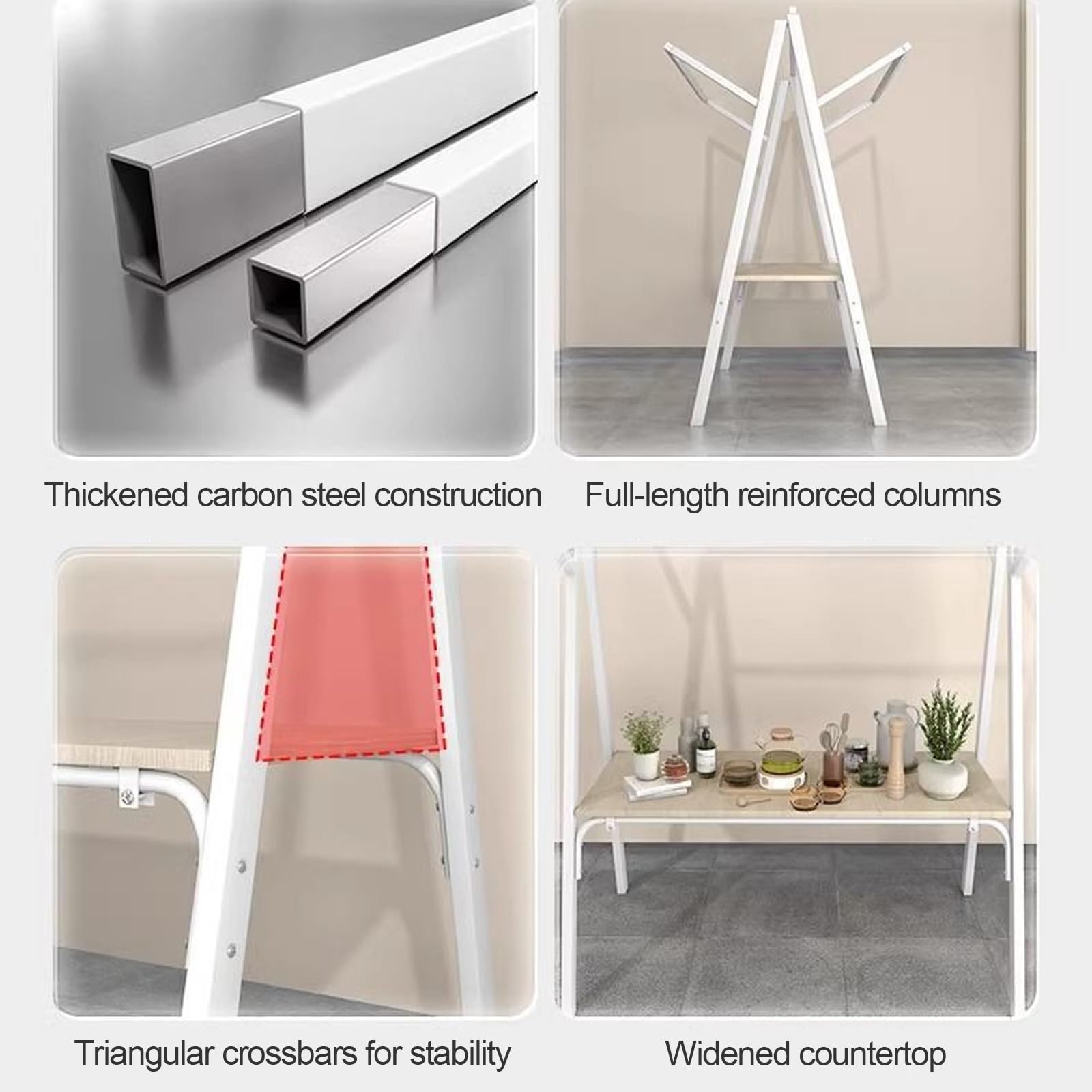 Metal le Sales Carrelli pieghevoli per servizio alimentare su ruote per mercati e centri commerciali, 130 cm, colore bianco, perfetti per catering ed eventi