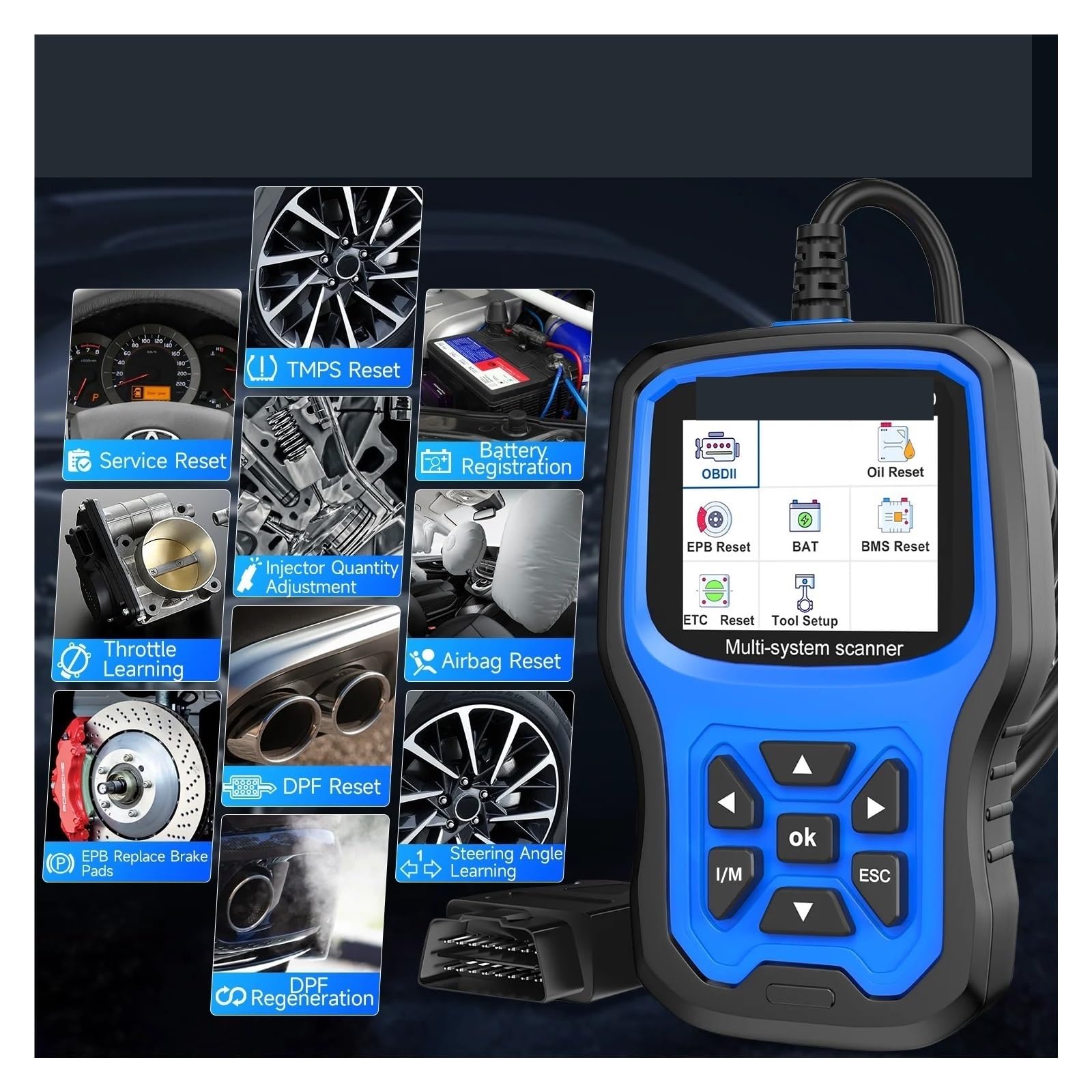 Scanner OBD2 for auto for Lettore di codici di tutti i sistemi ABS EPB SRS OLIO Reset Strumento di scansione diagnostica for auto OBD 2