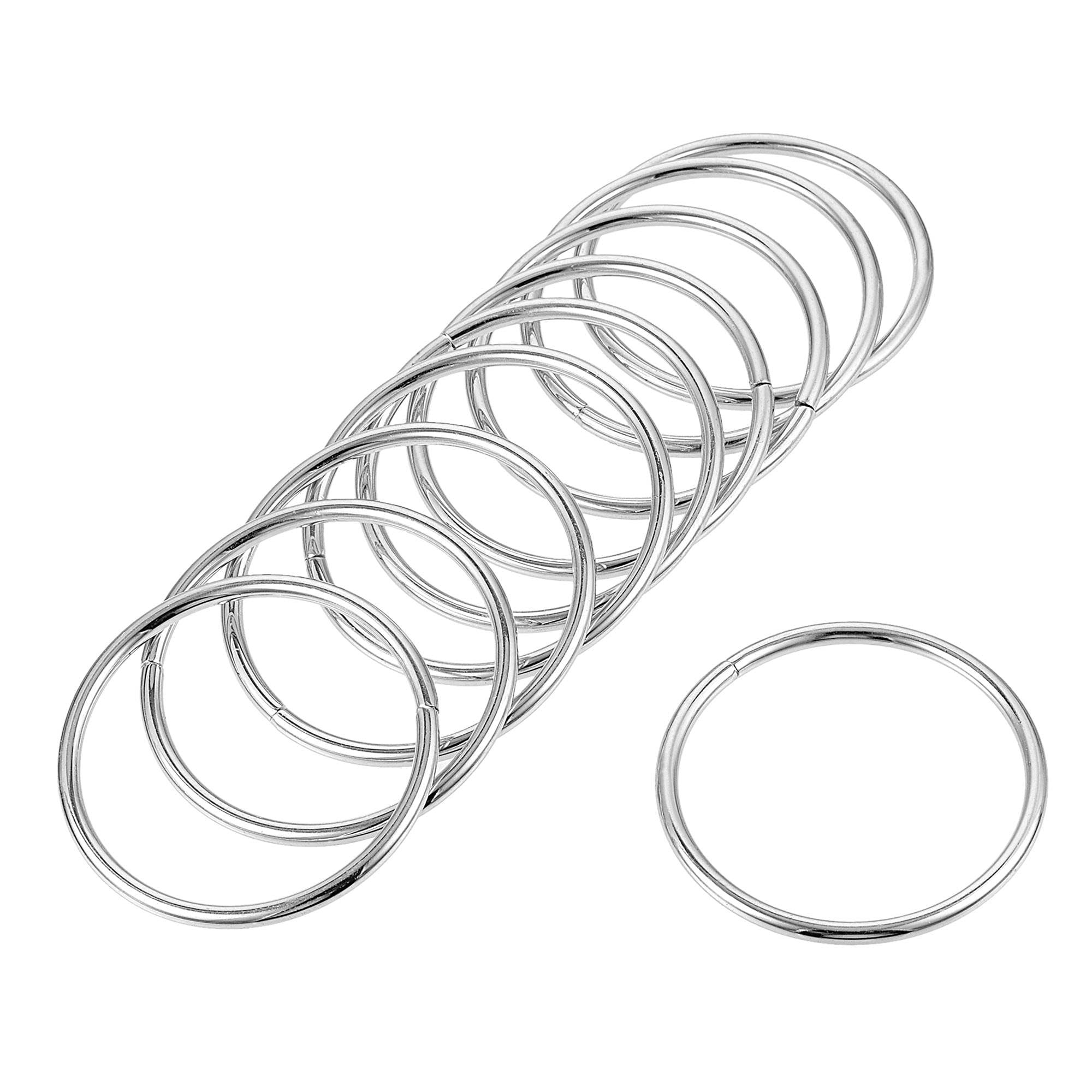 uxcell 2"(50mm) Metal O Rings 3.5mm Thick Non-Welded Ring for Straps Bags Decoration Hardware DIY Silver Tone 20pcs