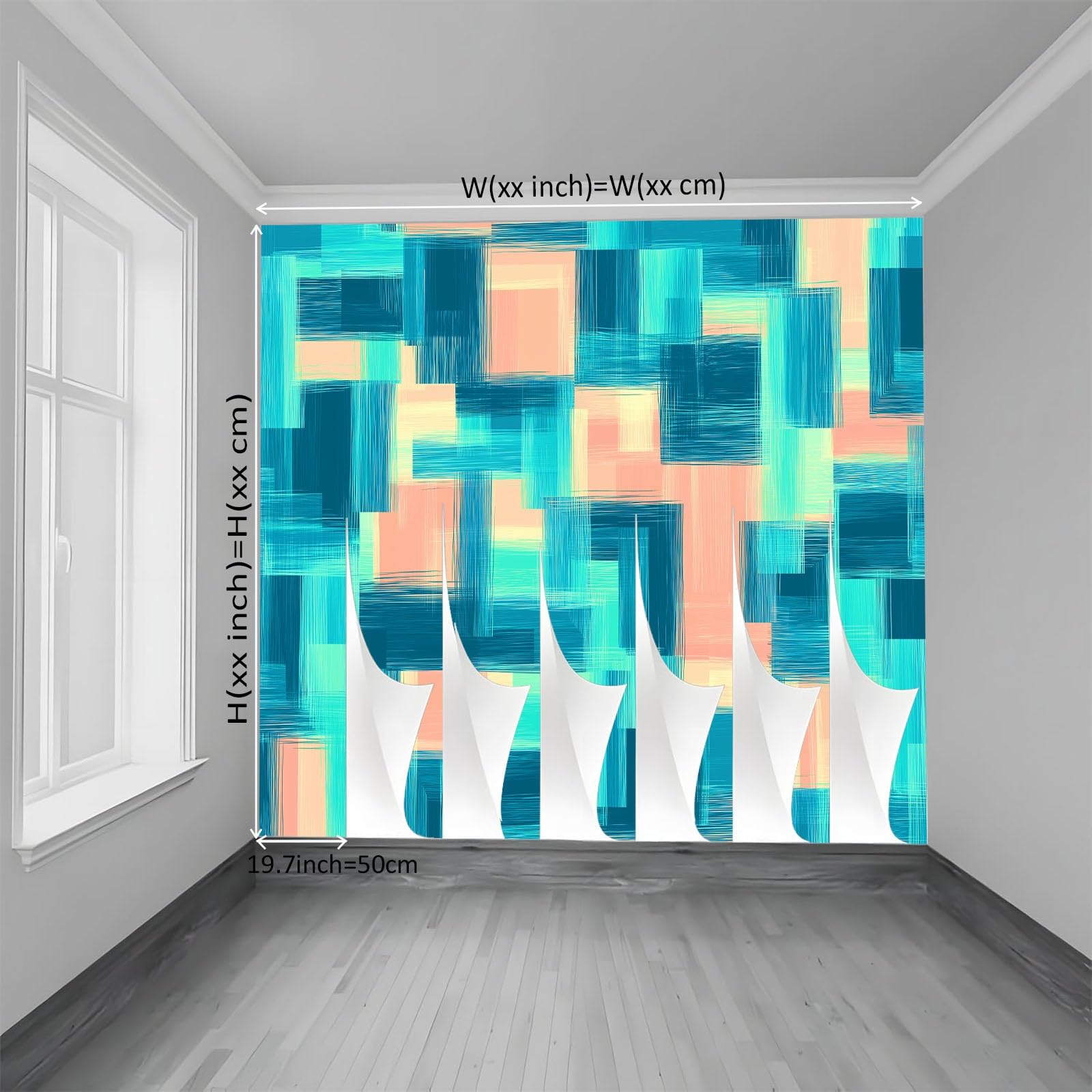 Panoramiczna tapeta 200 x 140 cm abstrakcyjna geometryczna kwadratowa włóknina XXL fototapeta dekoracja ścienna gobelin salon sypialnia - tapeta Trompe l'eil efekt 3D, niebieska