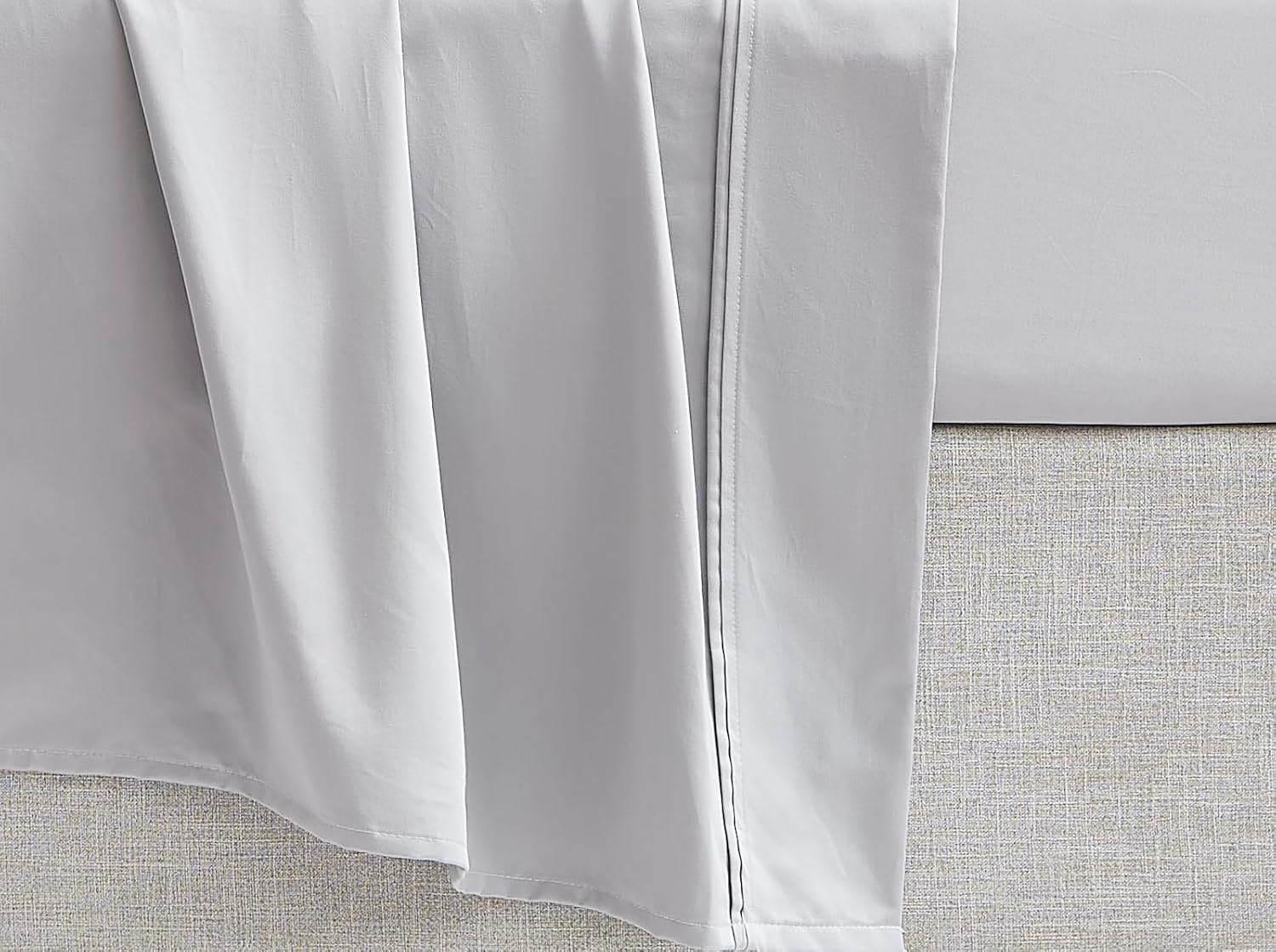 Linen Closet Juego de sábanas de algodón Egipcio de 1000 Hilos, 4 Piezas, tamaño Queen, Color Plateado Suave