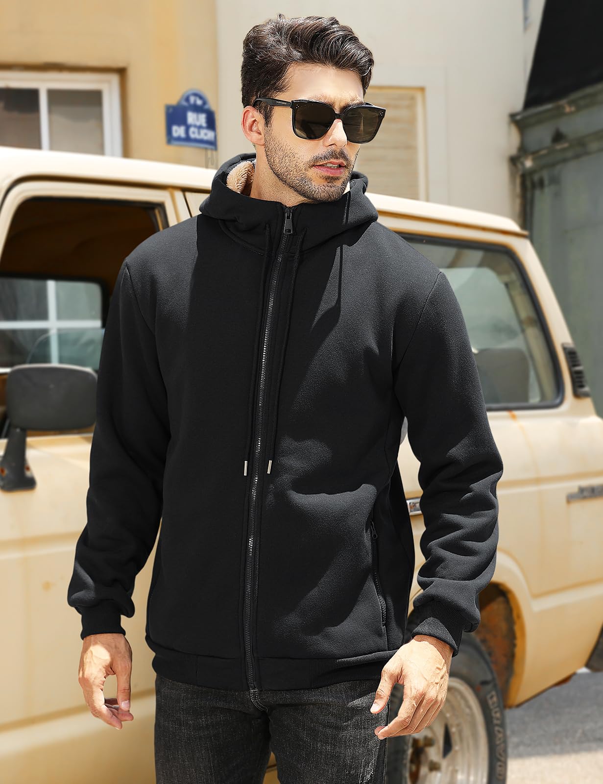 Xnova Felpa Uomo con Cappuccio in Pile e Cerniera Intera Felpa Uomo in Stile Casual Hoodie Invernale per Lavoro, Sport, Viaggi