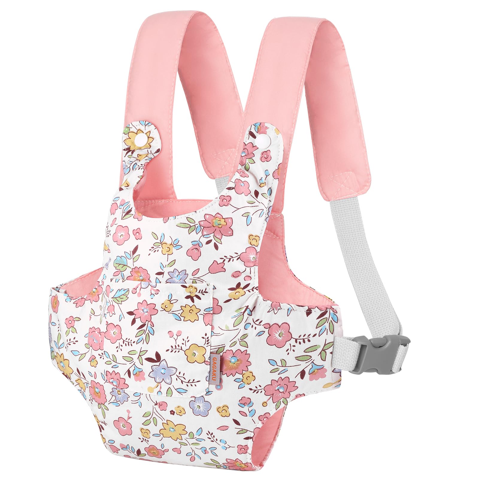 GAGAKU Baby Doll Carrier Doll Accessory Carrier Stuffed Animal Carrier with Adjustable Straps for Kids – Pink - Peach Blossom