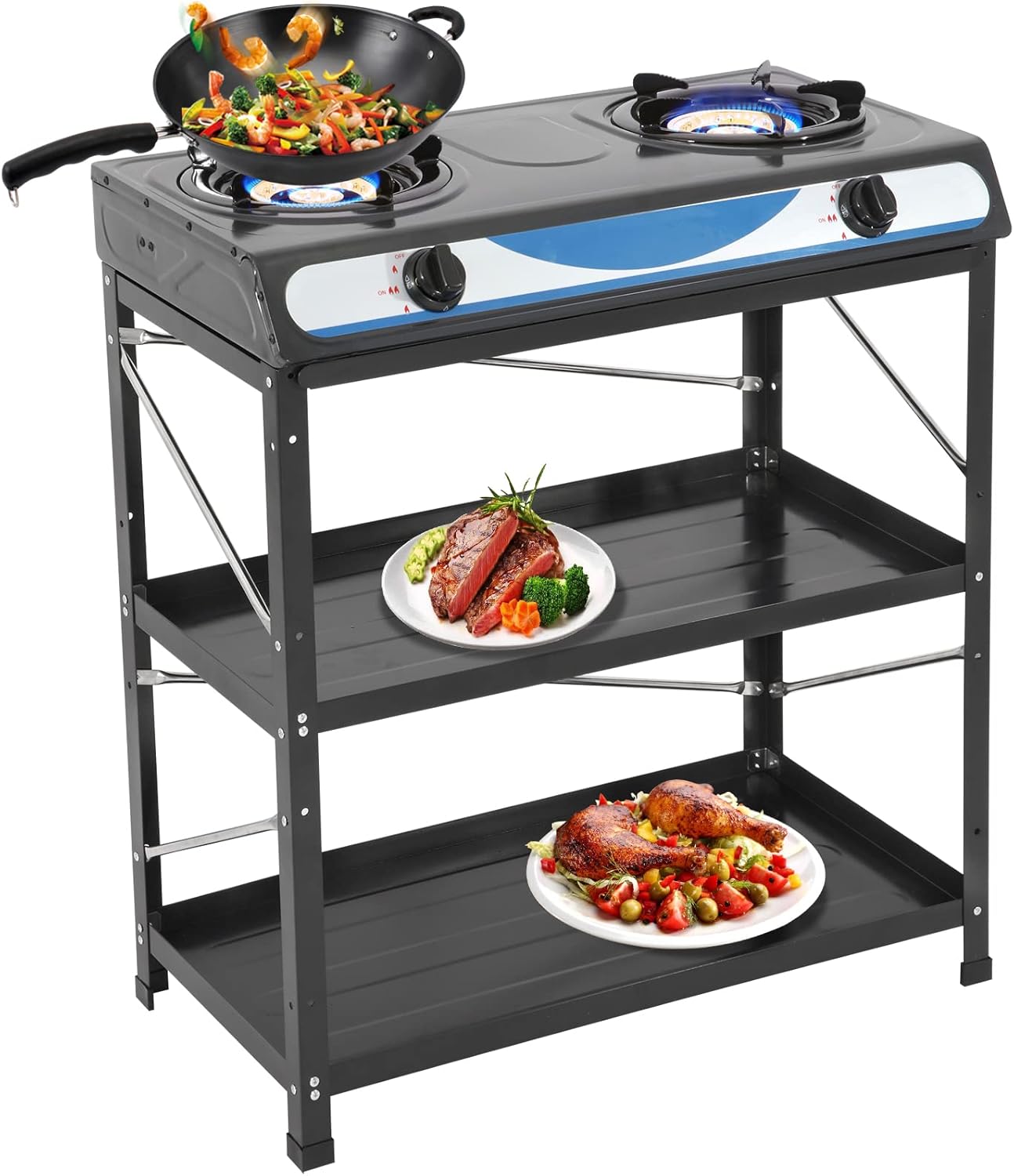 Propane Gas Stove 2 Burner Gas Stove with Removable Leg