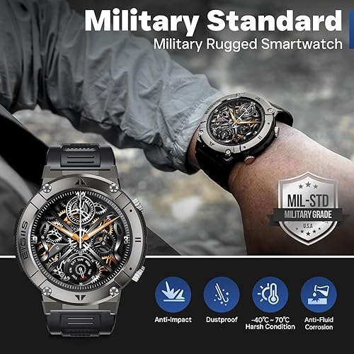 Miniatura 2 de EIGIIS Relojes inteligentes militares para hombres (respuestallamada) 1.32 pulgadas resistente al aire libre Smartwatch salud fitness Tracker con