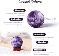 Vista 2 de Bola de curación Rockcloud de vidrio, piedra preciosa, natural, esfera de adivinación, en soporte de madera