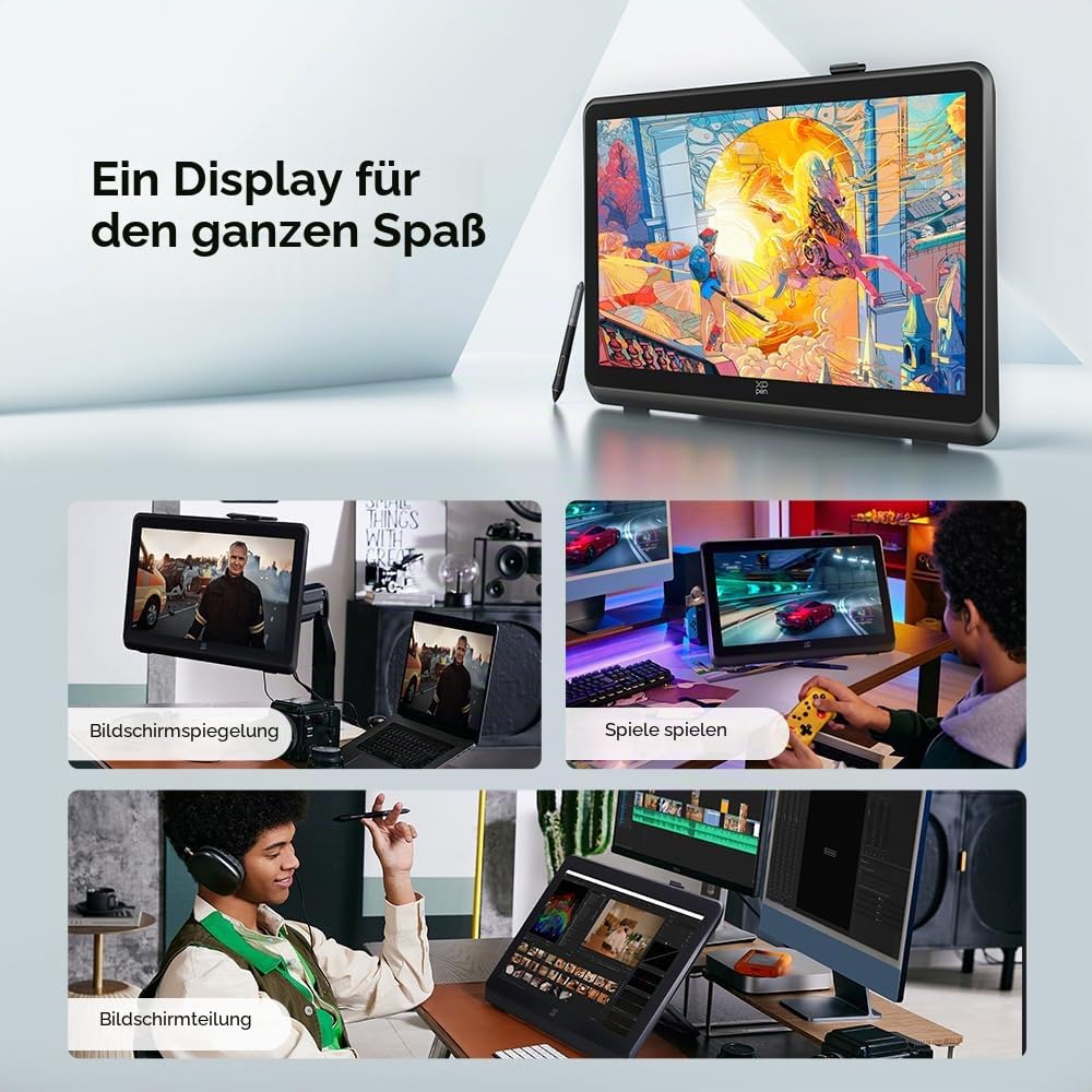 XPPen Artist 22 Plus Grafiktablett mit Display, 21,5 Zoll FHD 130% sRGB,16384 Druckstufen, Batterielos Stift, Entspiegeltes Bildschirm, kompatibel mit Windows MacOS Chrom Android Linux