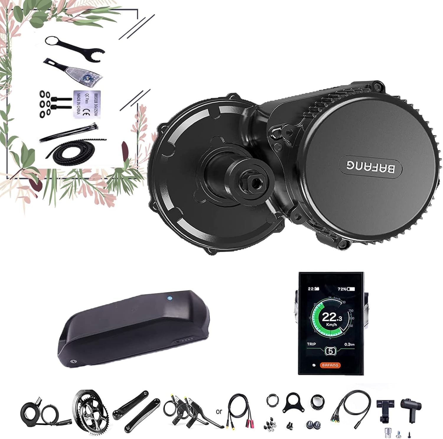 DERUIZ Electric Bike Conversion Kit BBSHD 1000W Mid Dominican