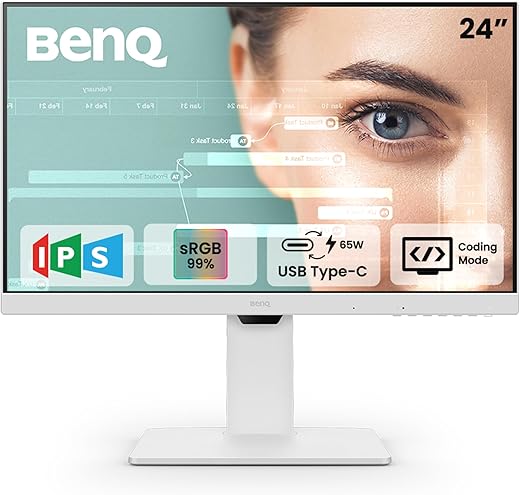 BenQ GW2486TC 24″ IPS 100Hz Full HD Coding Monitor |USB-C(65W PD)| Daisy Chain| 99% sRGB| Coding Mode| Height Adjust|HDMI| DP| USB Hub| 2Wx2…
