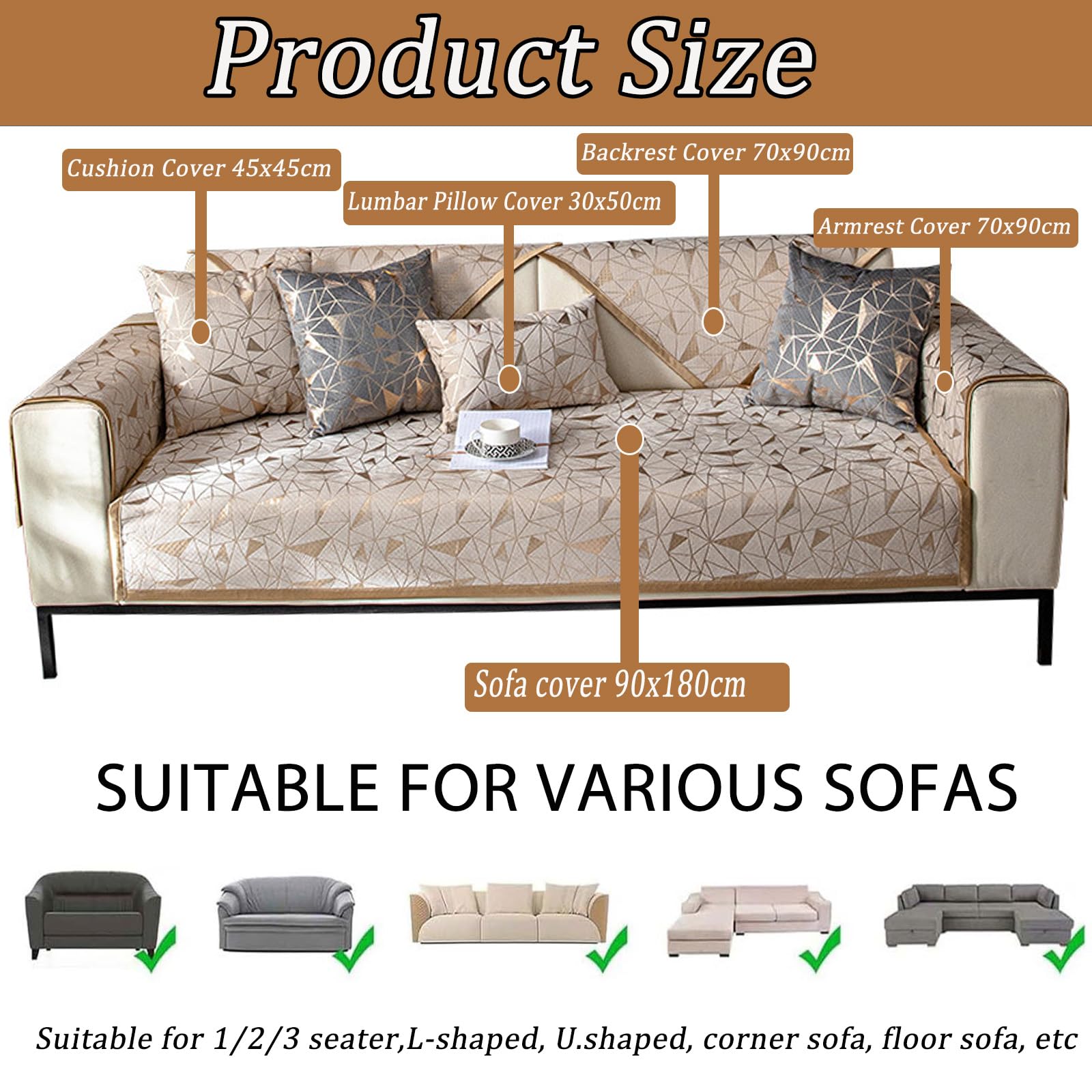 Chenille-Sofabezug, Rutschfester, luxuriöser Universal-Sofahusse für Ecksofa, 3-Sitzer-Couch, Liebe-Sitz, Relaxsessel mit Armlehnen- und Rückenlehnenbezug Gray 90x160cm/35.43x62.99in