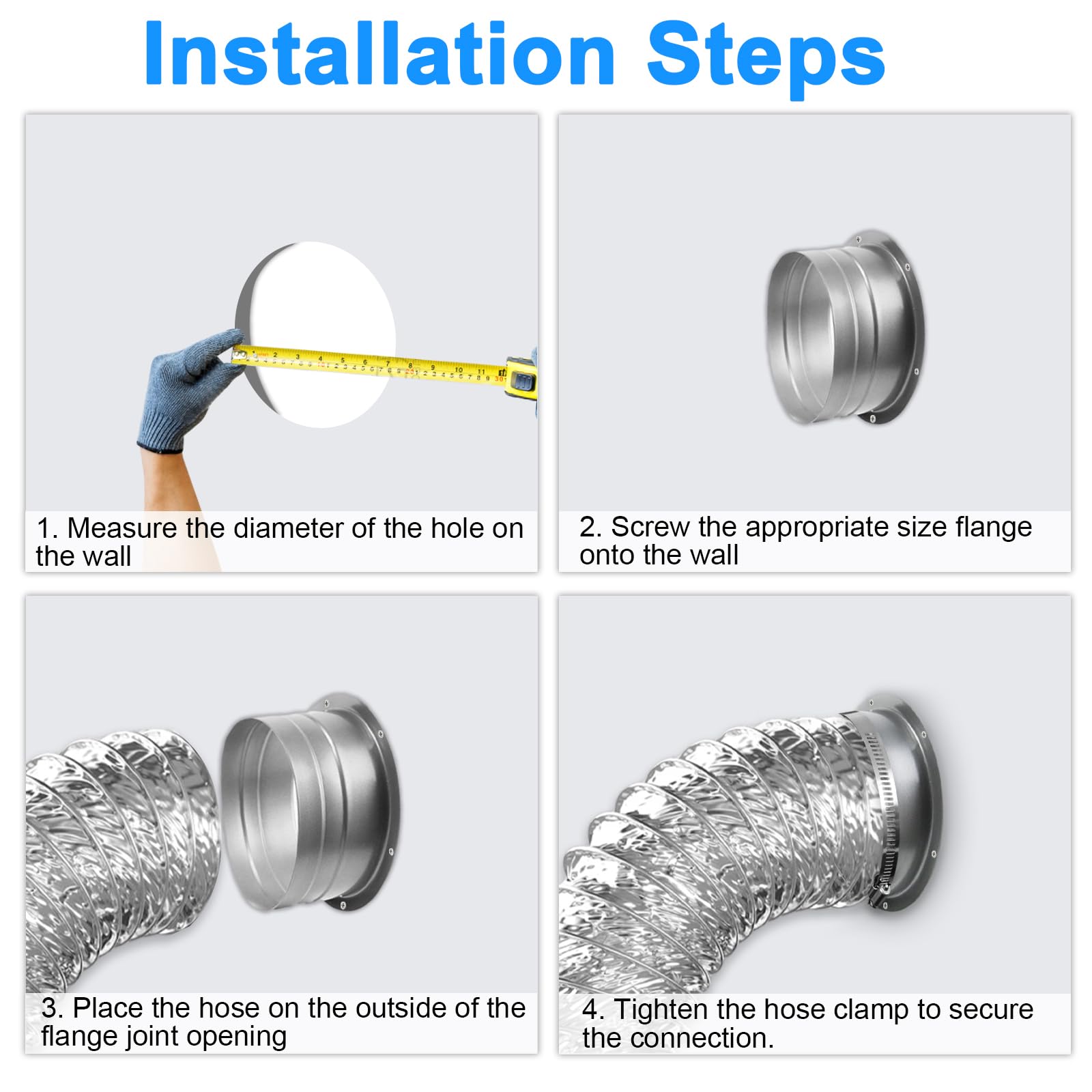 Flangia Per Condotto Ventilazione 100mm - In Metallo Zincato, Con Fascetta In Acciaio Inox - Foto 12