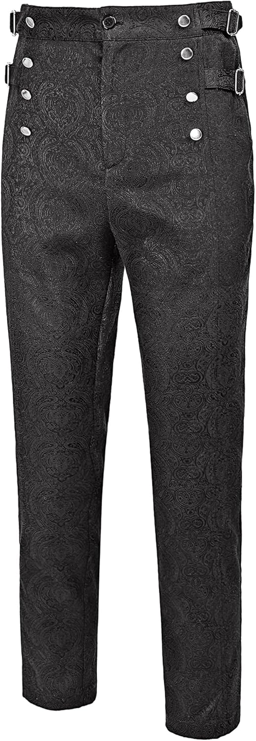 KUOIN Mens Medieval Renaissance Pants Goth Fancy Trousers Victorian Costume - Image 3