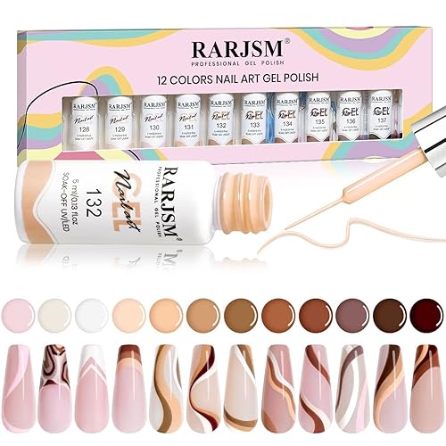Miniatura 1 de RARJSM Pintura de gel para arte de uñas, juego de esmaltes de uñas de gel, 12 colores, 0.17 onzas líquidas, color rosa y marrón, esmalte de gel