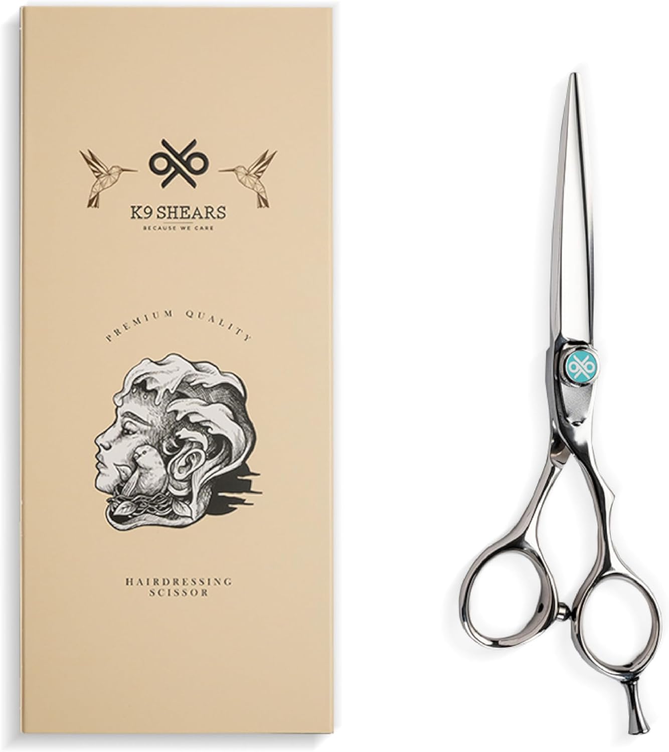 6" Professional Hair Scissors – Barber Shears Made with Premium VG10 Steel, Lightweight, Razor-Sharp, Handcrafted with Ergonomic Handle and Convex Blade, Also Great for Home Use | K9 Shears