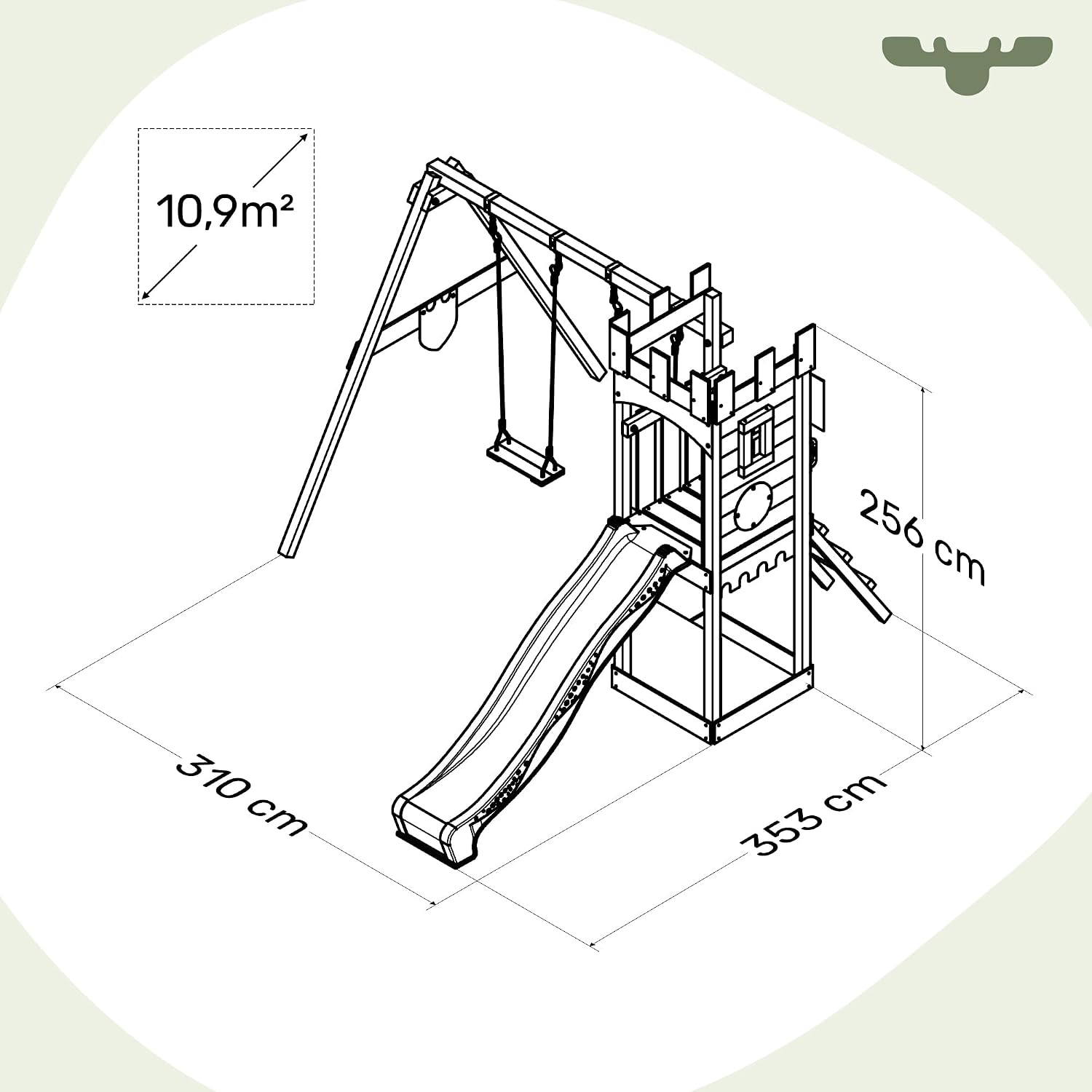 FATMOOSE Aire de Jeux Portique Bois TreasureTower avec balançoire et Toboggan Vert Pomme Maison Enfant Exterieur avec bac à Sable, échelle d'escalade & Accessoires de Jeux — vue 6