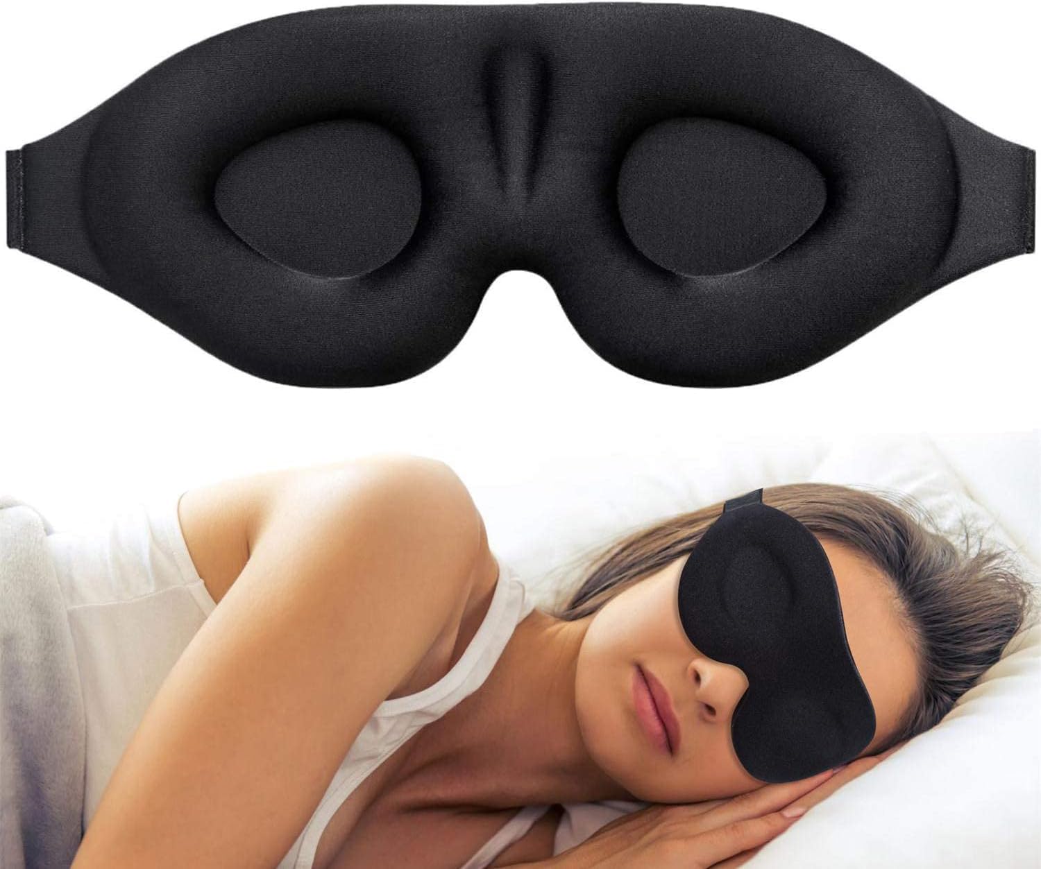 3D Memory Foam eye mask for sleeping with Adjustable Strap Super Soft Sleeping Mask BlindFold for Comfortable Travelling Sleep for men and women – Black