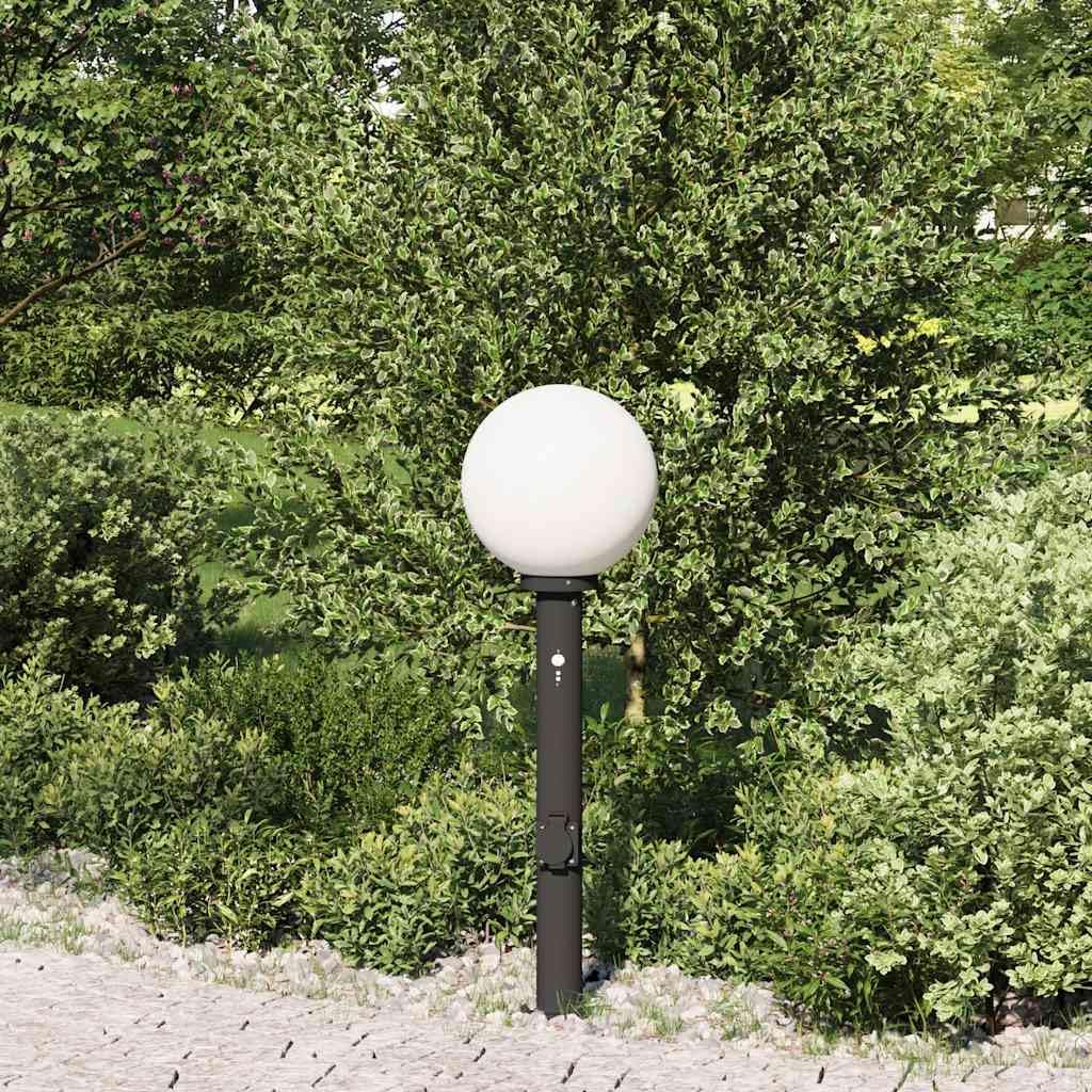 Lampa słupkowa z czujnikiem i gniazdkiem, 80 cm, czarna, stopień ochrony IP44, lampa zewnętrzna, 25 x 80 cm, zestaw 3 szt. z czujnikiem ruchu i dyfuzorem, do ogrodu, na taras, oświetlenie