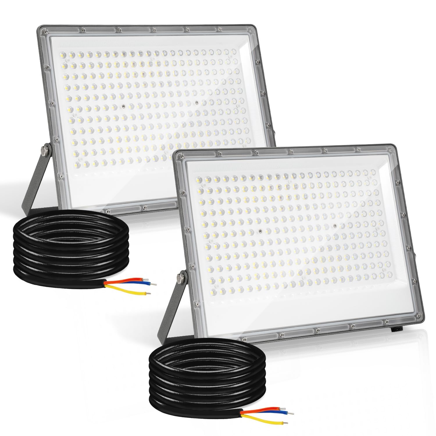 200W LED Strahler Außen 2er Pack, IP65 Wasserdicht und Superhell 19800LM Scheinwerfer, Flutlichtstrahler in 6000K Kaltweiß für Garage, Werkstatt, Garten, Stadion
