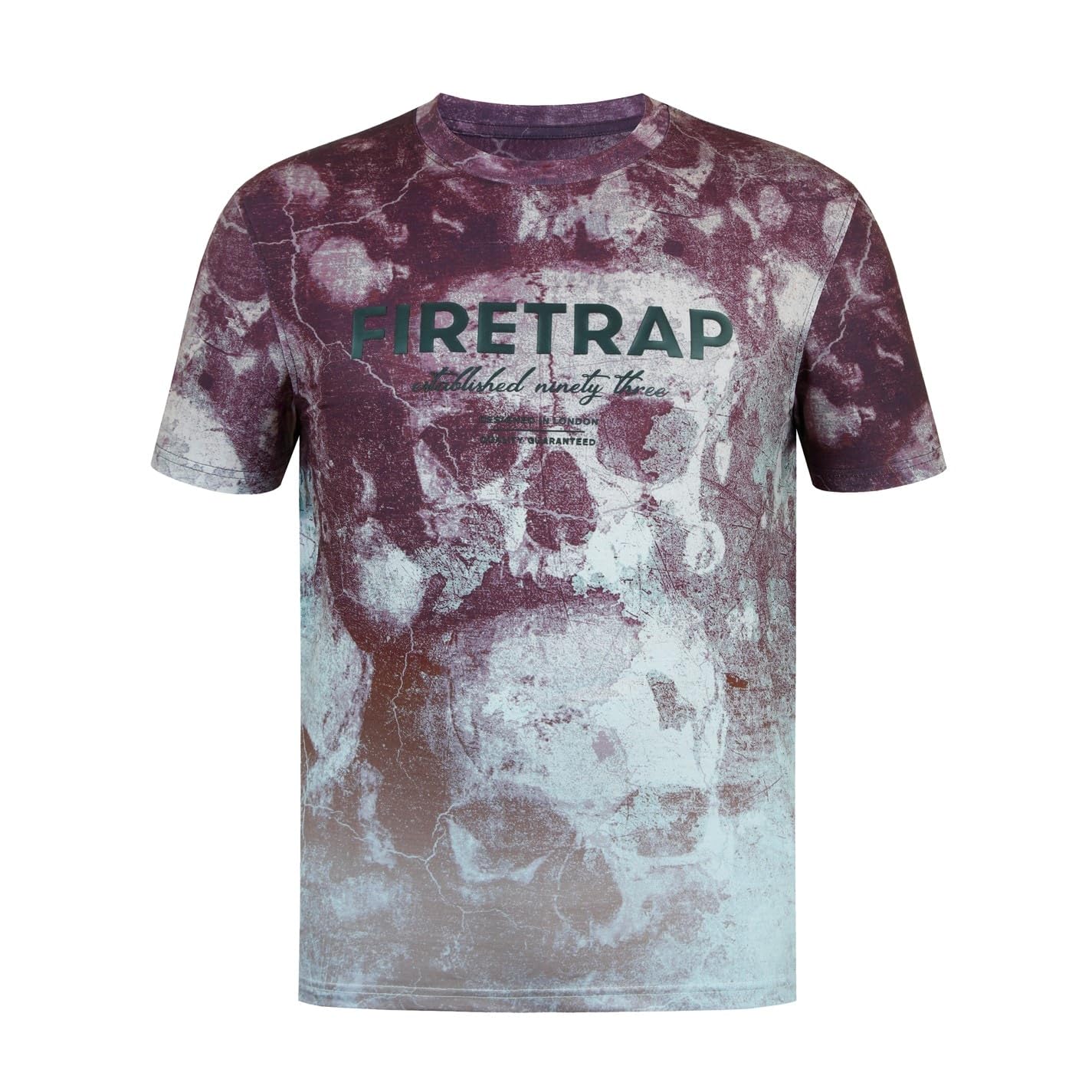 Firetrap Mens Sub T-Shirt Burgundy Skull M