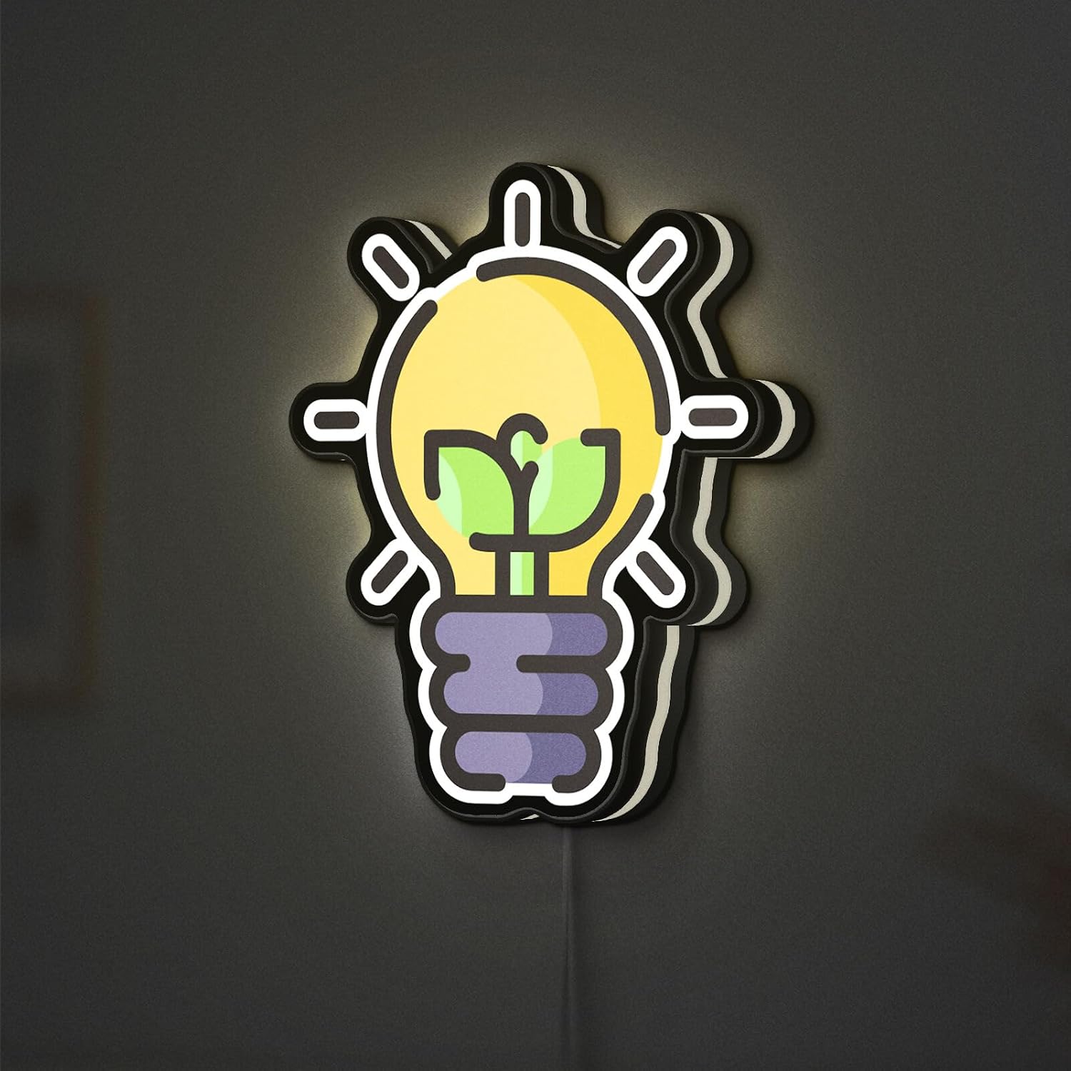 Fresh Idea Bulb 3D Novelty Light Box, Innovation and Creativity Lamp Decor for Business Offices and Creative Thinkers (Width 16 inch, 40cm)