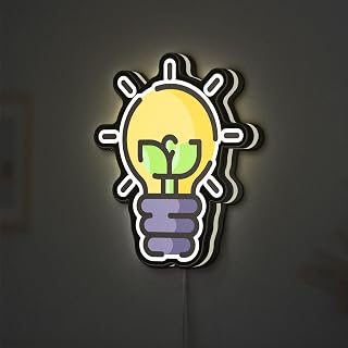 Fresh Idea Bulb 3D Novelty Light Box, Innovation and Creativity Lamp Decor for Business Offices and Creative Thinkers (Width 8 inch, 20cm)