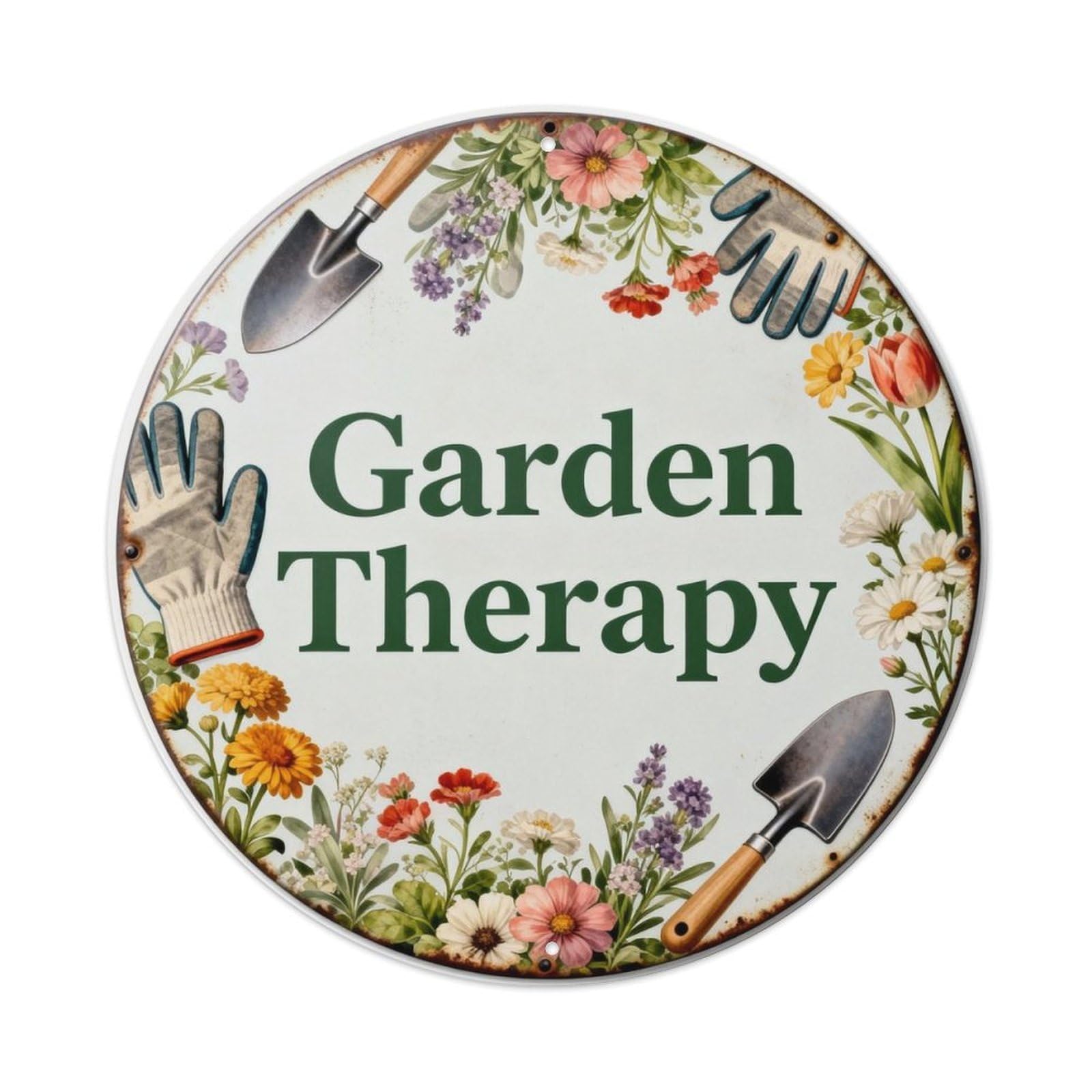 Garden Therapy Metal Tin Sign Plaque