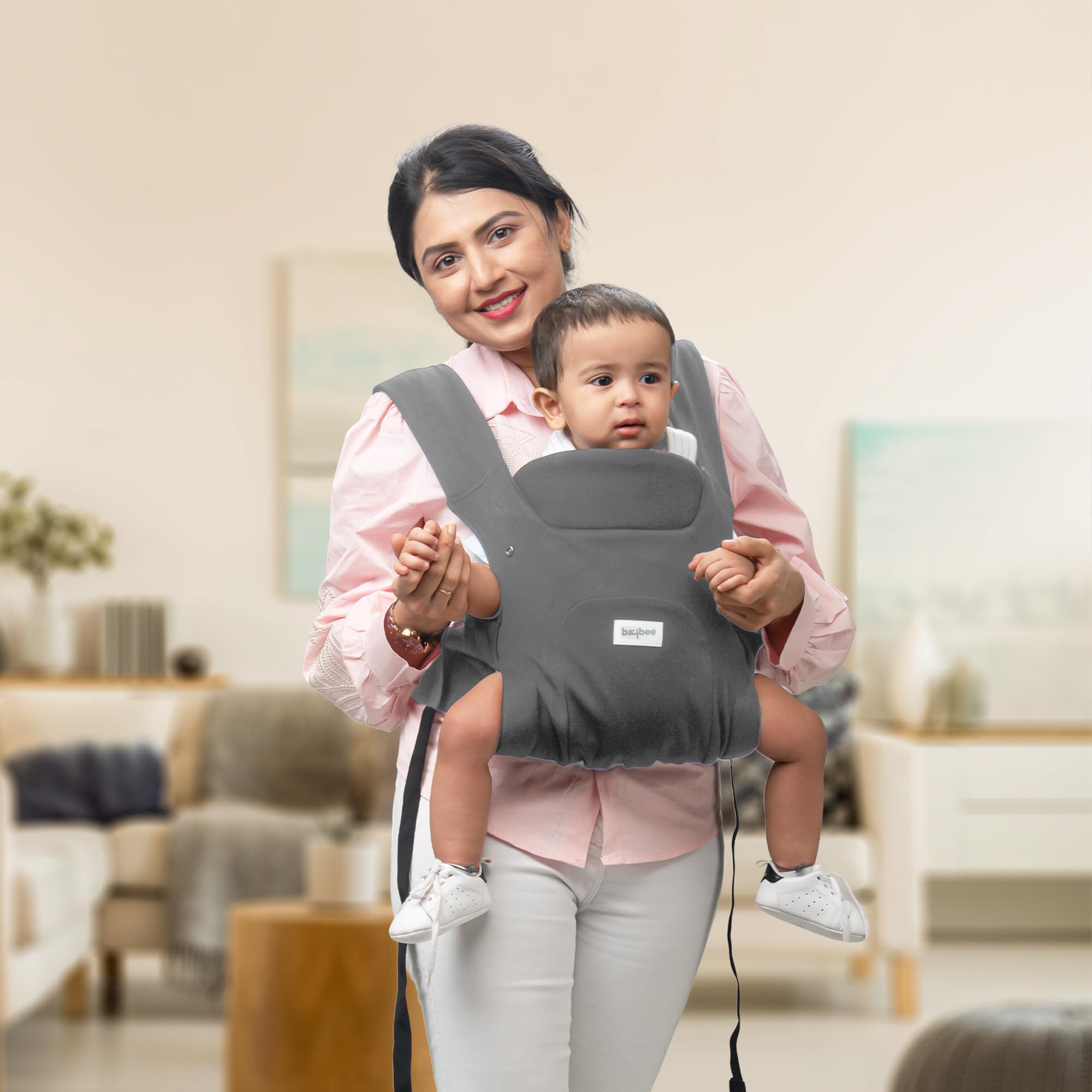 Baybee CozyNest Hip Seat Baby Carrier for New born | Baby Carry Bags for 0 to 2 Years with Three Point Support & X-Shape Comfort | Infant Carrying Kangaroo Bag with M-Position Design & Foldable Neck Support for Babies | Baby Slings Bag with Max Weights Upto 15 Kgs (Dark Grey)-image-21