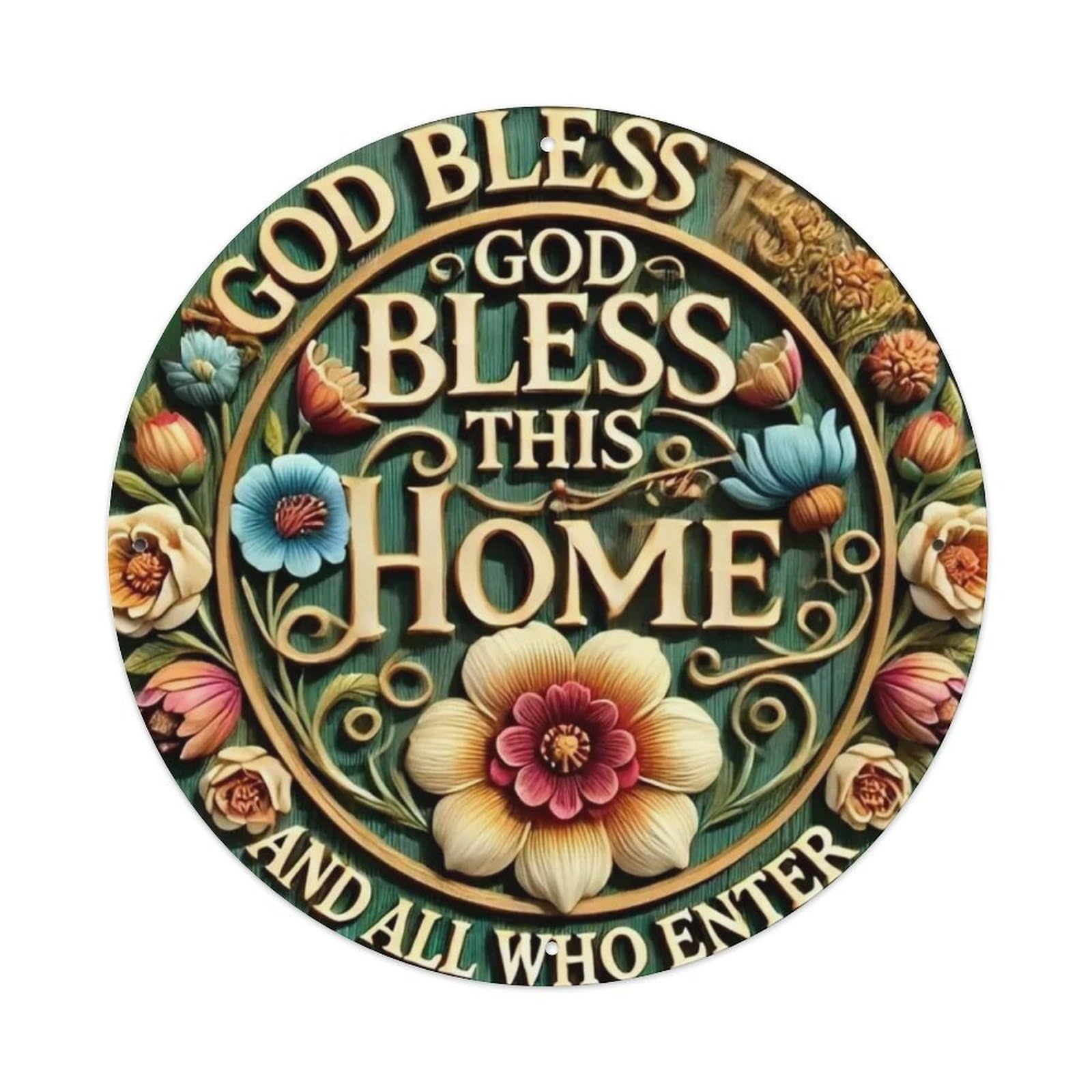 Igtefte Vintage God Bless This Home Tin Sign Style Home Bar Garden Wall Plaque Decor Metal Poster 8X8 Inch