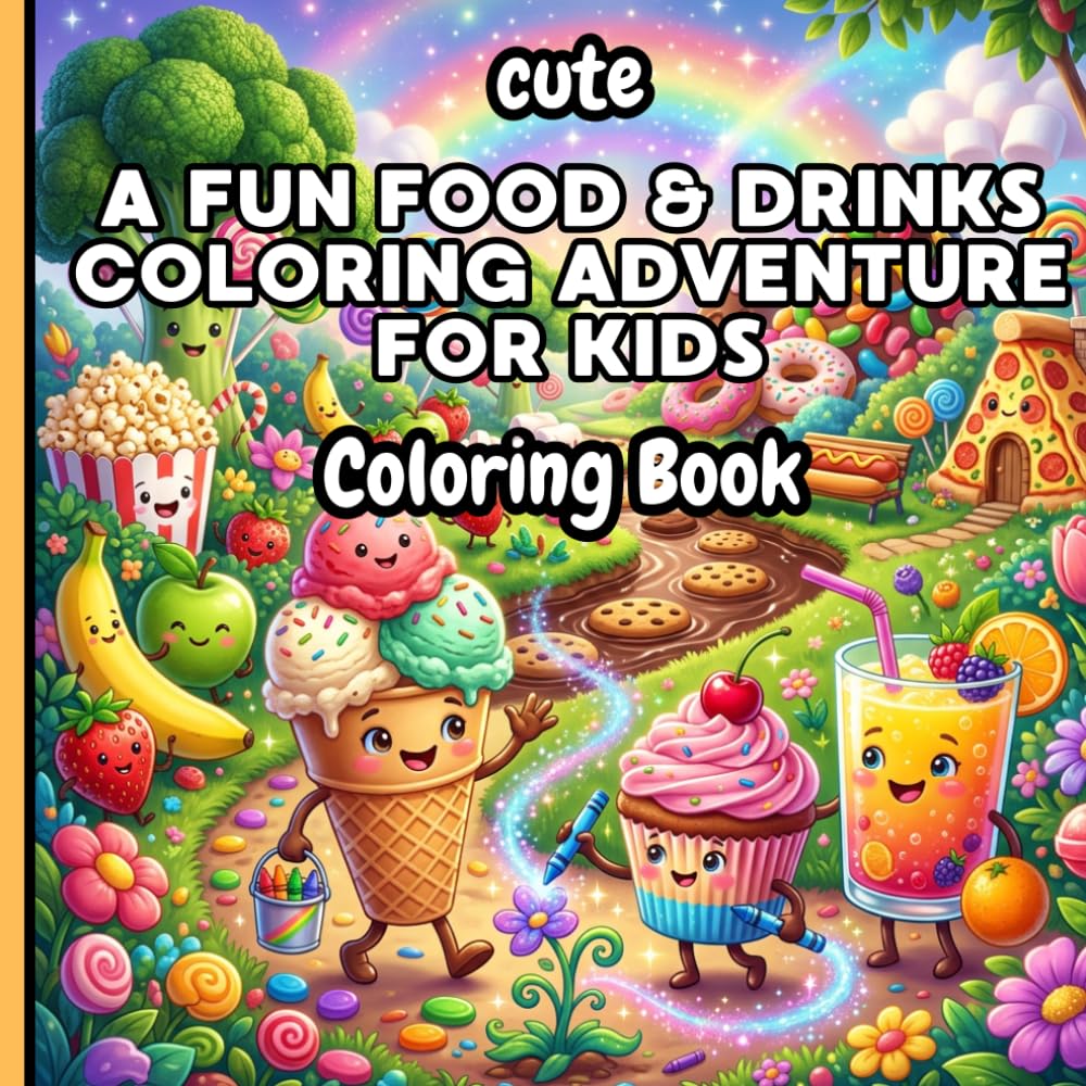 Yummy Colors: A Fun Food & Drinks Coloring Adventure for Kids: Delicious Designs to Color and Enjoy!
