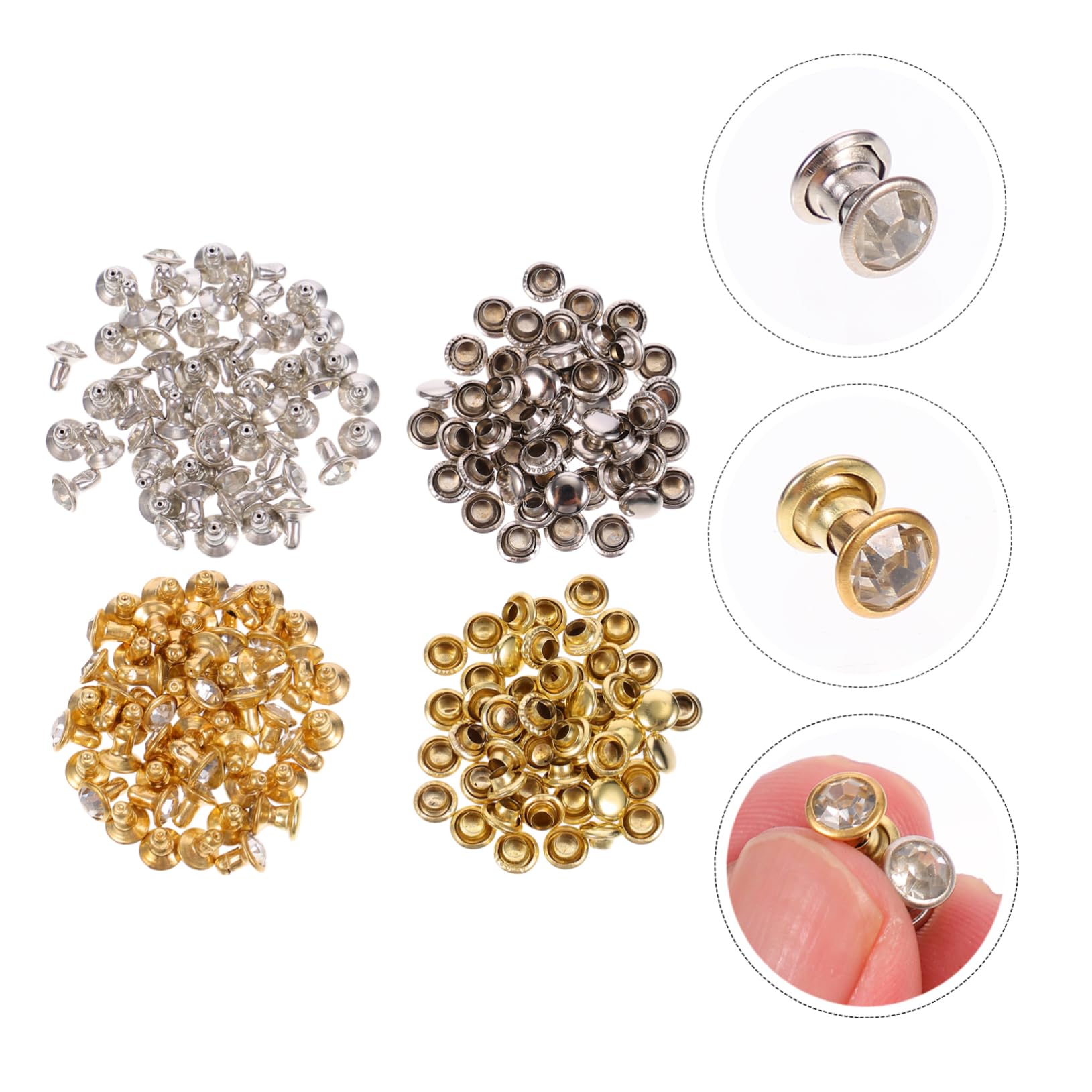 LIFKOME 100pcs Bag Studs Rhinestone Button for Decorative Pins DIY Bag Accessories Glass Studs