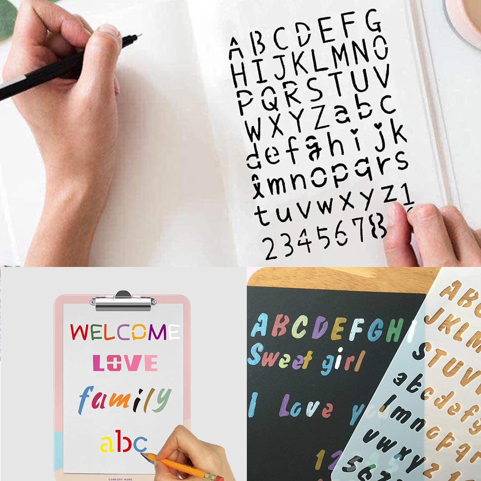 Set Stencil Lettere E Numeri Leisofter - 24 Pezzi In Plastica PET | Per Dipingere, Journaling E Decorazioni