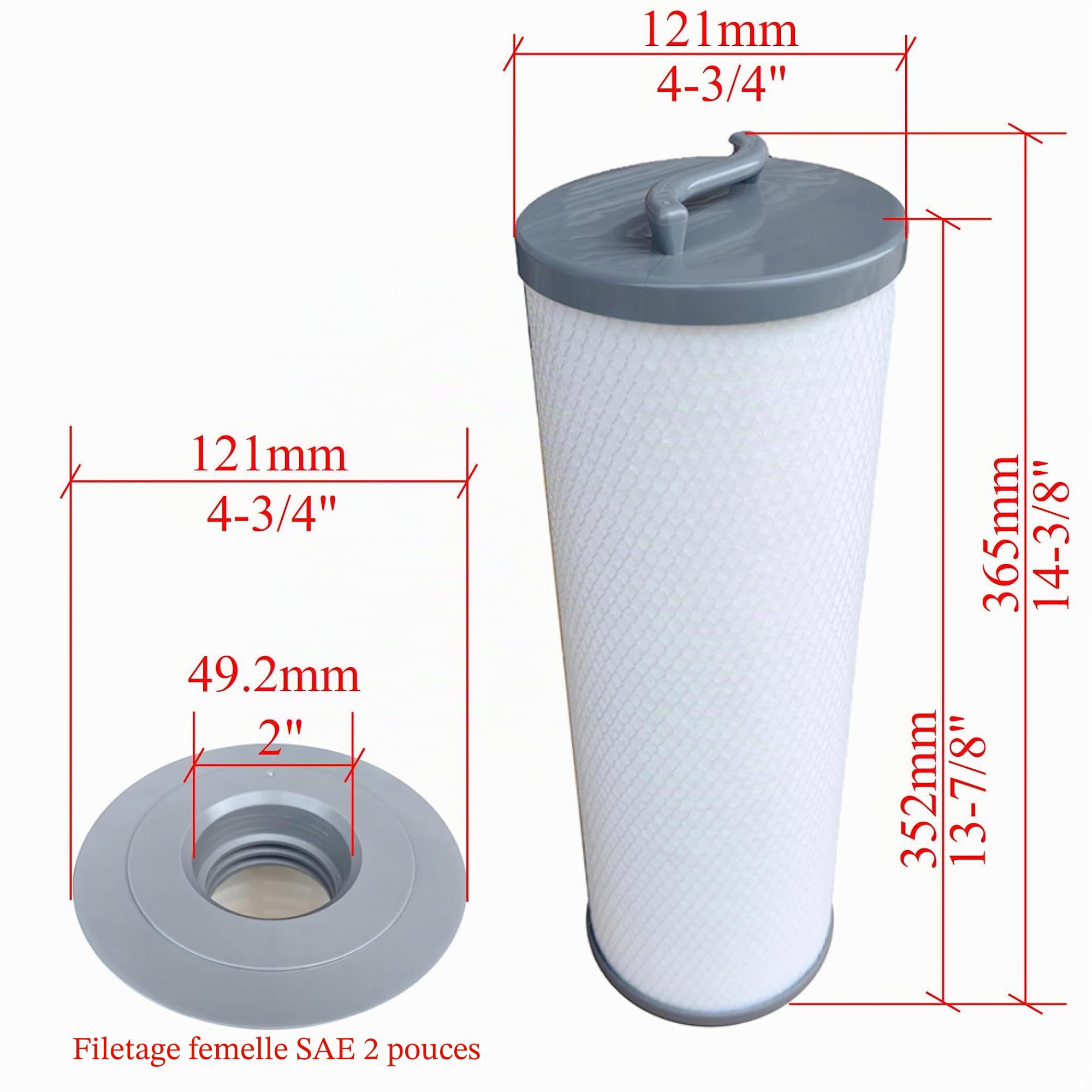 Malaka FD4001G Cartouche Filtrante pour Spa Compatibles avec 006541, Silver Sentinel, 900011, RD800-2120, PP6541, Filetage Femelle, Lot de 2