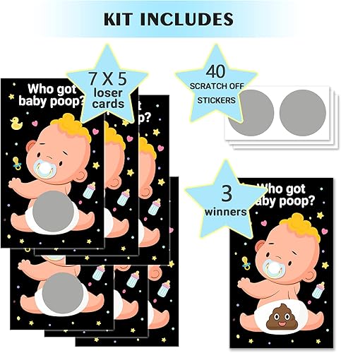 Miniatura 2 de Juegos de baby shower, 38 tarjetas de rifa, boletos de lotería para baby shower, juegos de premios de puerta, juegos de tarjetas para raspar,