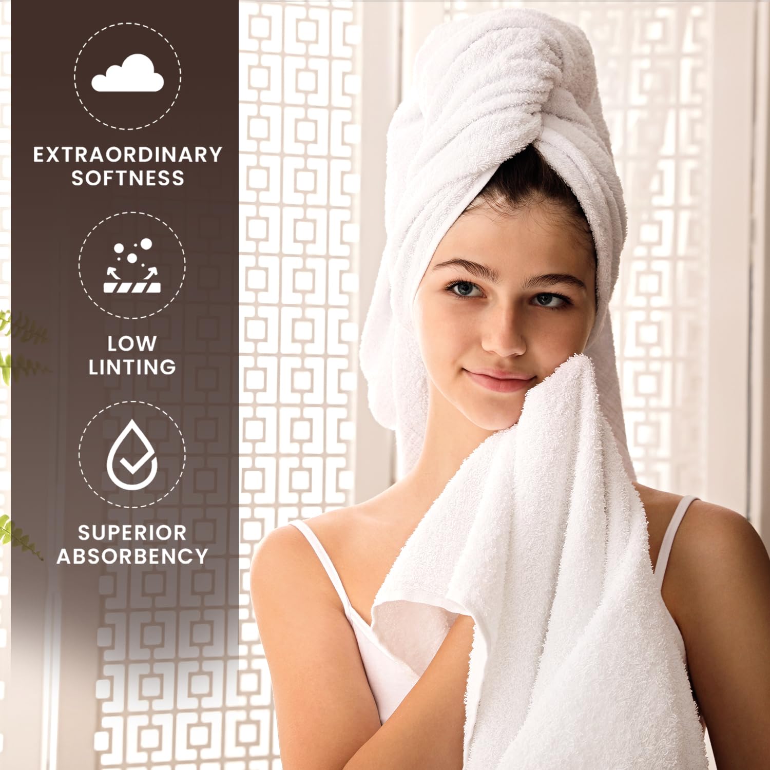 Oakias Juego de toallas blancas de 8 piezas, 600 g/m², 2 toallas de baño, 2 toallas de mano y 4 paños de calidad, altamente absorbentes