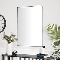 Vista 34 de Deco 79 Espejo de pared simplista de madera con marco minimalista fino, 24 x 1 x 24 pulgadas, blanco