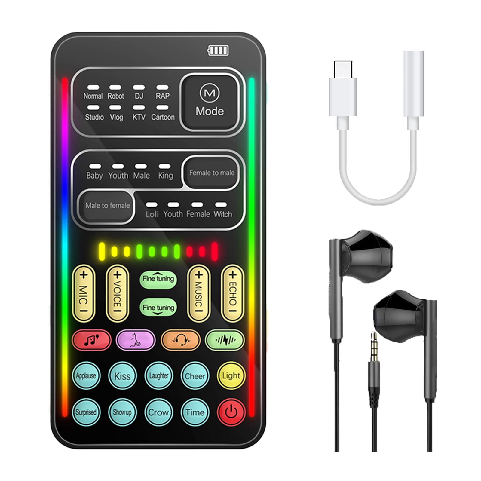 Game Voice Changer, Audio Mixer, i9Live Sound Card kit (Including Headphones and 2 converters), Suitable for PS4/PS5/Xbox One/PC/Phone/Laptops., ferrous