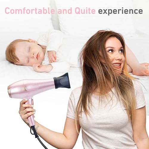 Miniatura 6 de CONFU Secador de Pelo, Secador de Pelo Iónico Profesional de Salón con Difusor para Mujeres y Hombres, 5 Veces de Secado Rápido, Potente y