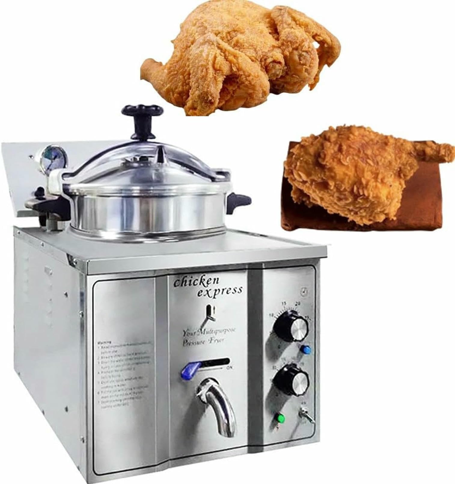 Stainless Steel Commercial Electric Pressure Fryer,Chicken Deep Fryer Machine,With Timer and Thermostat Control,Relief Valve,For Restaurant and Food Truck Use