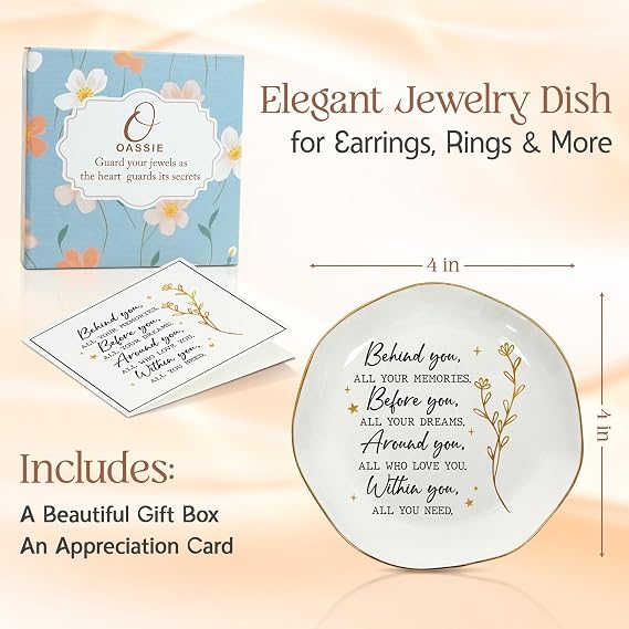 OASSIE Graduation Gifts for Women Her - 4x4 Ceramic Jewelry Dish Tray