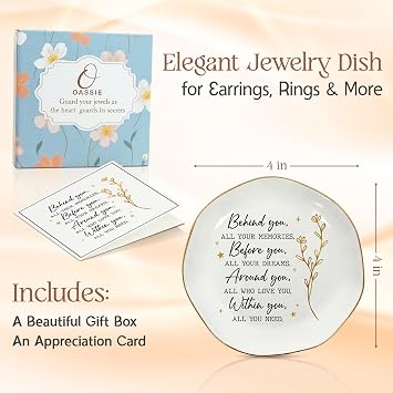 OASSIE Graduation Gifts for Women Her - 4x4 Ceramic Jewelry Dish Tray