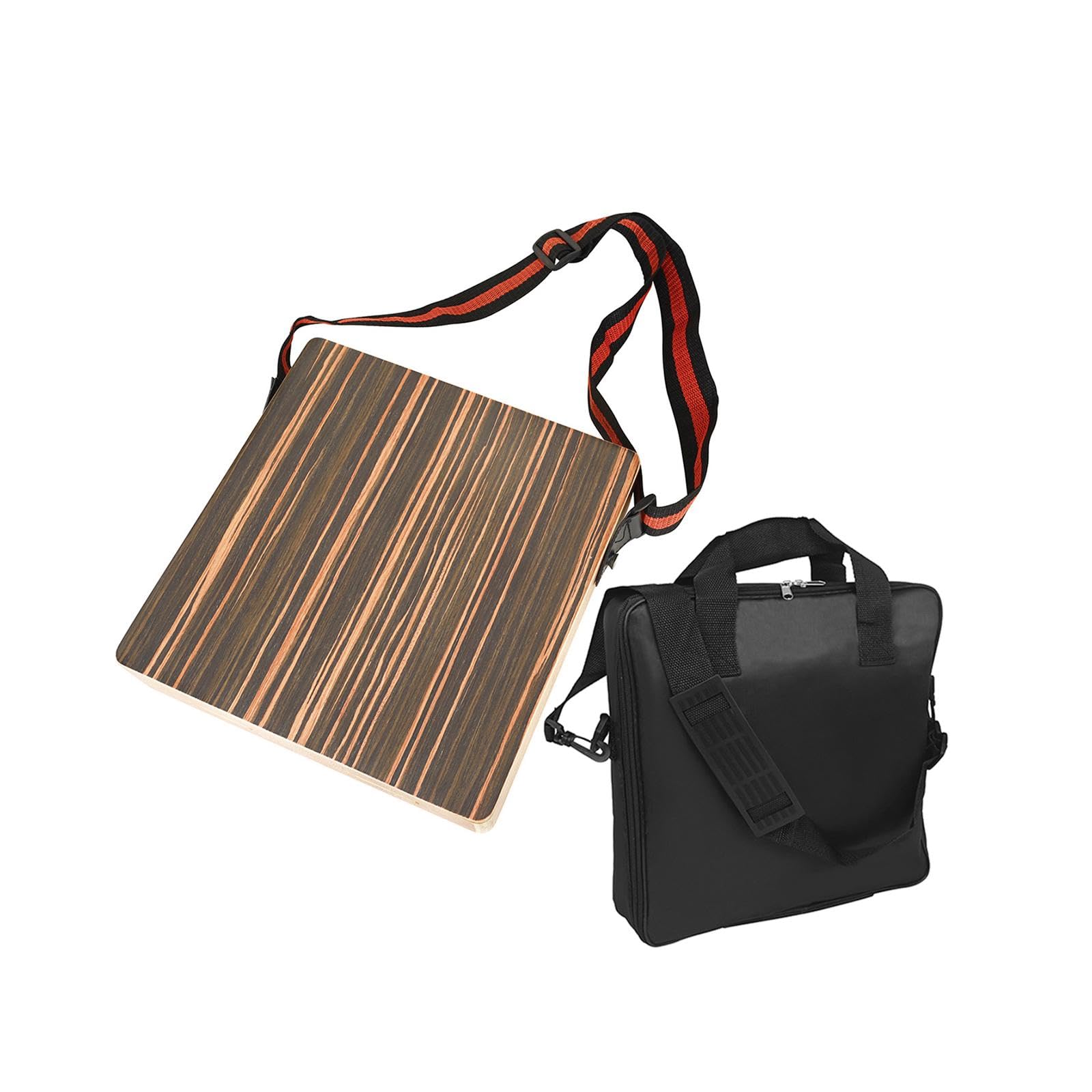 Cajon Portable, Tambour de En Bois, Instrument de Percussion En Bois, Tambour à Main Facile à Transporter Grâce à Sa Sangle Ajustable, avec Sac
