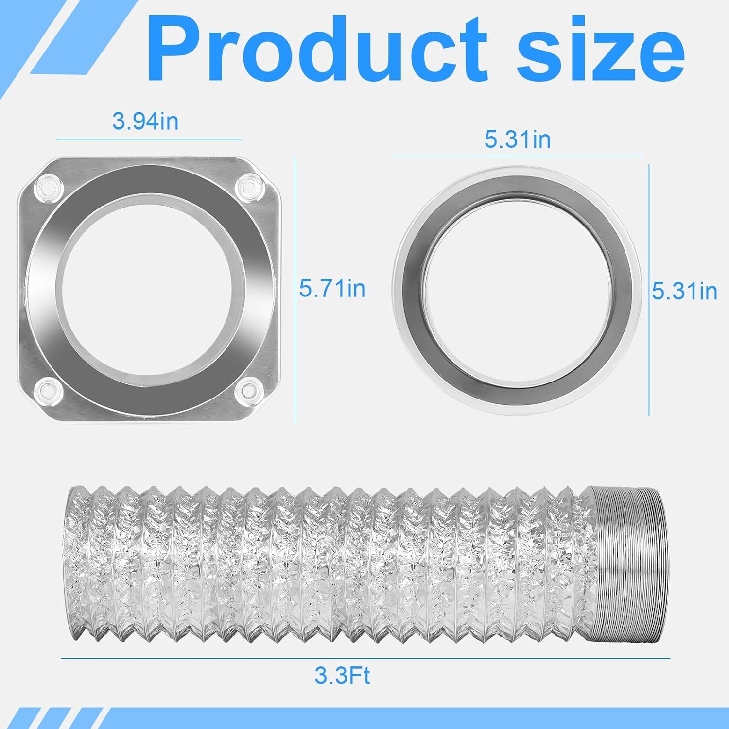 Magnetic Dryer Vent Connector Kit DV180 Aluminum Alloy Shell Magnetic Dryer Vent Easy to Clean, Includes 3.3ft Long Dryer Vent Hose & 2 Clamps - Image 2